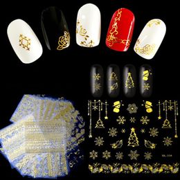 30Pcs Gold Nail Stickers 3D Diamond Decal Stick Abstract Line Pattern Self Adhesive Manicure Decorations Decals Stickers