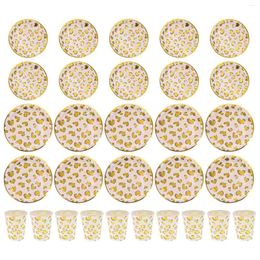 Disposable Dinnerware 30Pcs Paper Plates Cups For Baby Shower Wedding Festival Birthday