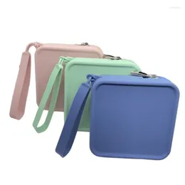 Storage Bags Silicone Square Coin Purse Card Pouch Ins Internet Celebrity Key Case Earphone Document Package
