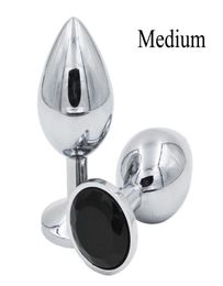 Sex toy massager Medium Size 80x33mm Luxury Silver Threaded Metal Butt Plug Anal Insert Sexy Stopper Anal Sex Toys Audlt Products4164839