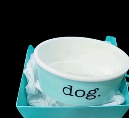 Luxury Blue Bone China Cat Bowls Designer Ceramic Pets Supplies Cat Dog Bowl CATDOGSUPER1ST1810257