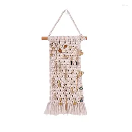 Tapestries Hand-woven Net Pocket Tapestry Macrame Boho Wall Hanging Jewellery Organiser Office Home Craft Decoration