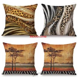 Pillow Ethnic Africa Design Pattern Oil Painting Art African Prairie Home Decorative Sofa Cover Fashion Linen Throw Case