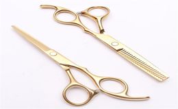 C1005 55039039 16cm Customised Logo Gold Hairdressing Scissors Factory Cutting Scissors Thinning Shears Professional 4821836