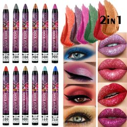 2 In 1 Pearlescent Highlighter Eyeshadow Lipstick Pencil Waterproof Glitter Matte Nude Eye Shadow Stick Makeup Pigment Cosmetics