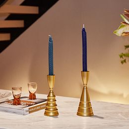 PEANDIM Nordic Luxury Christmas Candlesticks Romantic Dining Table Metal Vintage Home Candle Holders Candlelight Dinner Props