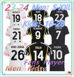 23 24 JUvEntUs Home and Away Football Set Men's Football Sweatshirt and Children's Uniform MILIK DI MARIA VLAHOVIC KEAN POGBA CHIESA McKENNIE LOCATELI Football Shirt