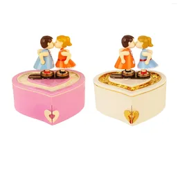 Decorative Figurines Novelty Kissing Couple Doll Music Box Mechanical For Desk Ornament Anniversary Gifts