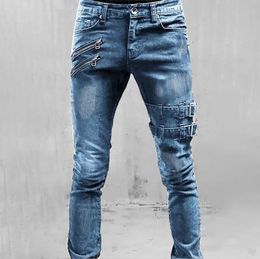 MenS Trousers MidRise Slim Fit Ripped Jeans Casual Straight Leg For Man1fashionable sale Clothes 240403