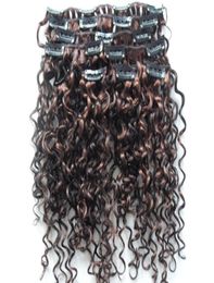 Mongolian jerry curly hair weft clip in hair extensions unprocessed curly natural black mix brown Colour human extensions7024835