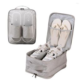 Storage Bags Solid Color Shoes Bag Travel Toiletries Cosmetics Essential Item Organize Tool Large Capacity Double-Deck Zipper Pouch