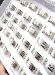 20 Pieceslot Mix Style Fashion Stainless Steel Rings Men Jewellery Gold Colour Bohemian Statement Rings Whole Width 8mm1496489