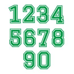 Green and dark blue numbers Clothing patches thermo-stickers for children jerseys vinyl stickers Flex fusible transfer