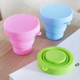 Cups Saucers Silicone Folding Food Grade Ecology Water Cup 3 Color Travel Retractable Coloured Portable Outdoor Sport Coffee Handcup 1pc