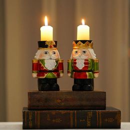 Christmas Nutcracker Candle Holder Resin Craft Tealight Candle Holder Nutcrackers Christmas Vintage For Dinner Table Fireplace