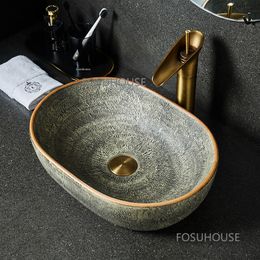 Modern Ceramics Basin For Hotel Square Art Table Sink Basin Antique Small Apartment Household Creative Single Bathroom WashBasin