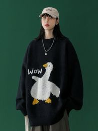 Oversized Knitted Duck Sweater Women Harajuku Winter Kawaii Goose Print Pullover Women Warm Street Wear Loose Couples 2023 New