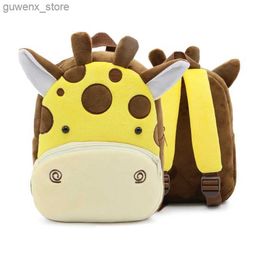 Backpacks Boys Girls Backpack Cute Animal Giraffe Children Plush Backpack Kindergarten School Bag Y240411