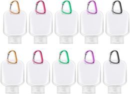 10PCS 50ml Refillable Bottles with Hook Travel Keychain Bottles Hand Sanitizer Containers Empty Squeeze ContainersRandom Color H7013938