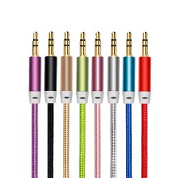 1m Nylon Aux Cable 3.5mm Plug Male To Male Jack Auto Car Audio Cable Kabel Line Cord for IPhone 7 Xiaomi Computer