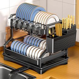 Kitchen Storage 2024 Shelf Dish Rack Household Tableware Box Multi-Layer Cupboard Drain