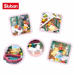 Sluban Building Block Toys Girls Dream Holiday Snow Tour 439PCS Bricks B0961 Hot Spring Resort Compatbile With Leading Brands