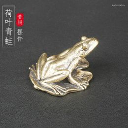 Necklace Earrings Set Brass Lotus Leaf Frog Tabletop Decoration With Pond Artistic Conception Creative Tea Pet Handicrafts Cultural Playful
