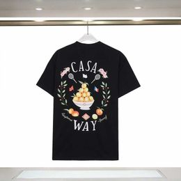 2024 Summer New American Fashion Brand Casablanca Printed Double Yarn Short sleeved T-shirt