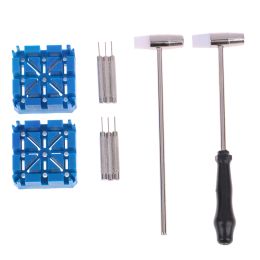 5pcs/set Durable Watch Band Link Remover Repair Tool Kit Set Hammer +Watch Band Holder+3*Punch Pins herramientas relojero 2023