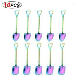 Coffee Scoops 10Pcs Shovel Spoons Stainless Steel TeaSpoons Creative Gold Scoop Spoon For Kitchen Ice Cream Dessert Cutlery Set