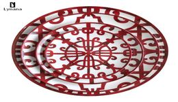 Ceramic Plate HandPainted Red Art Creative Round Ins Style Tableware H Dinner Plates Set Charger Plates for Wedding Pasta3195453