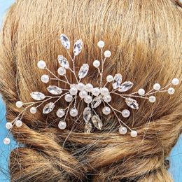 Headpieces Wedding Bride Pearl Hair Side Comb Silver Rhinestone Bridal Hairpin Crystal Pieces Accessories Ladies And Girls