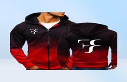 RF Roger Federer Print Sweatshirt Gradient Hoodies Men Spring Autumn Fleece Zipper Jacket Mens Hoodie Harajuku Male Clothing Y19114448429
