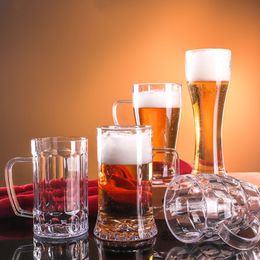 Shatterproof Beer Mug Unbreakable Acrylic Drinking Cups Juice Glasses for Milk Champagne Cup Kitchen Bar Party Water Cup