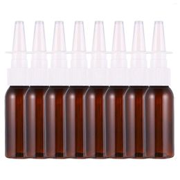 Storage Bottles Round Shoulder Nasal Spray Bottle Small Empty Mist Sprayer Nose Brown Glass