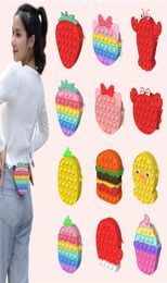 Stress Reliver Single Shoulder Crossbody Bag Toy Push Bubble Strawberry Pineapple Messenger Phone Bags9559507