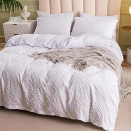 Bedding Sets MIDSUM Minimalist Set White Quilt Cover Pillowcase Solid Color Duvet Double Bed Nordic Home Textiles
