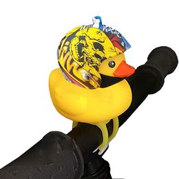 Cute Helmet Duckling Bicycle Bell Yellow Duck Bike Horn With Lights Rubber For Kids Adult Cycling Scooter Bicycle Accessories