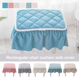 Short Plush Quilted Rectangular Chair Seat Pad Slipcover Chair Piano Stool Cover Room Decor Lace Bench Cover