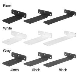 4-8 Inch Concealed Wall Mount Shelf Bracket White Black Steel Hidden Shelf Bracket Home And Kitchen DIY Furniture Hardware