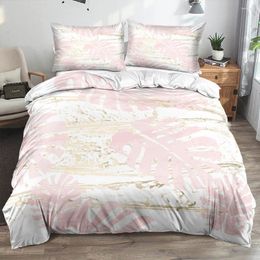 Bedding Sets 3D Digital Pink Leaves Duvet Cover Set Quilt/Blanket Twin Double King Size Linens Bed Home Textile Fashion Design