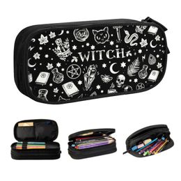 Witch Pattern Cute Pencil Case Girl Boy Large Storage Halloween Cat SKull Pencil Bag Pouch Students Stationery