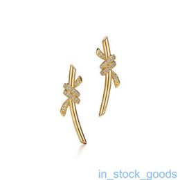 Top Grade Luxury Tifanccy Brand Designer Earring Tknot Earrings Cross Earrings with Brass Plated 18k Gold Twisted High Quality Designers Jewellery