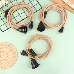 2M 3M E27 EU Plug DIY Twisted Cord Lamp Base Rope Electrical Wire 2 Core Plastic Socket Household Vintage ON OFF Switch Cable