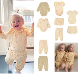 Trousers KS Brand Baby Clothes Girl New Autumn Organic Cotton Rompers Infant Girls Pants Floral Onesie Long Sleeve Toddler Pajama Romper