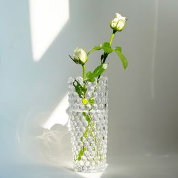 H&D 7.5'' Clear Glass Vase for Decor Dewdrop Design Crystal Flower Vases for Centerpieces Living Room Kitchen Office Wedding