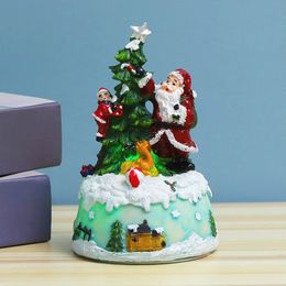 Christmas House Resin Crafts With Music Colored Lights | Christmas Tree Music Box Decorative Gifts Ornaments Paper Box