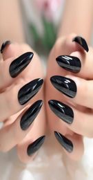 24Pcs Stiletto Tips UV Gel Manicure Easy Apply Artificial Nails Sharp End Stilettos Fake Nail Black Extra Long False Nails Salon3045271