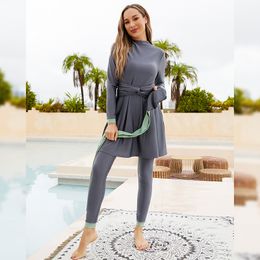 New Women Hijab Muslim Swimsuit Swimsuit Burkini Islamic Islam Modest Muslim Burkini 3-Piece Set Tops Pants Cap Swimwear