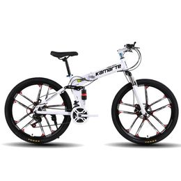 26inch Folding Mountain Bike 21 Speed Double Disc Brake Shock Absorber 10 Knife Wheels Bicycle